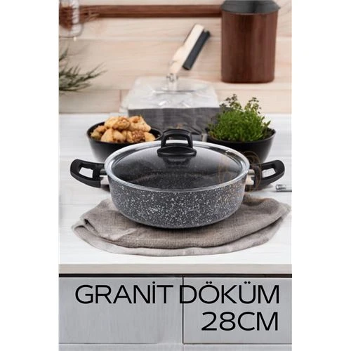 Eco Granit Döküm Basık Tencere 28 cm