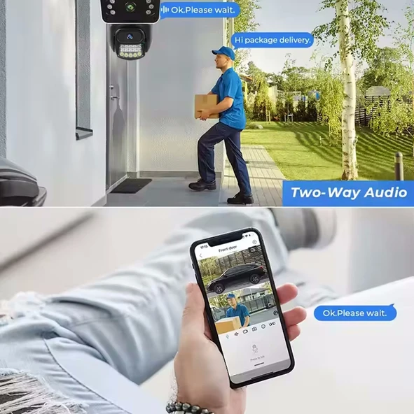 O-KAM 3041 Wifi 6MP Dual Lens ( Sabit + Hareketli) Sirenli Kişi Takibi Türkçe Gece Görüş - Resim 2