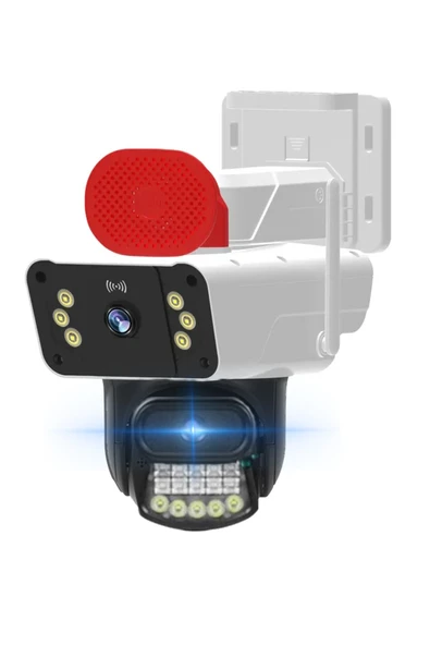 O-KAM 3041 Wifi 6MP Dual Lens ( Sabit + Hareketli) Sirenli Kişi Takibi Türkçe Gece Görüş - Resim 4