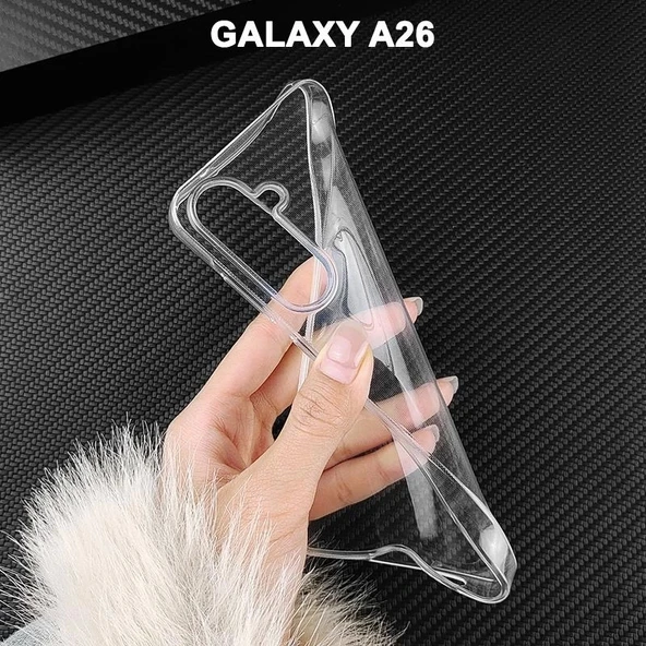 Galaxy A26 Uyumlu Kılıf Kamera Korumalı Şeffaf Esnek Renksiz Silikon Kapak ürün görseli