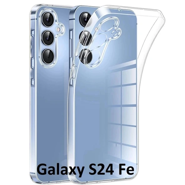 Galaxy S24 Fe Uyumlu Kılıf Kamera Korumalı Şeffaf Esnek Renksiz Silikon Kapak ürün görseli