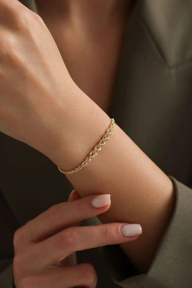 14 Ayar Lıght Süzme Halat Bileklik 20 cm - 3