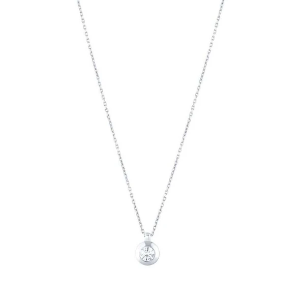 0.22 Karat Pırlanta Aynalı Tektaş Kolye - 1
