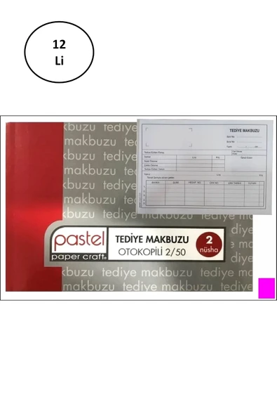 Pastel Tediye Makbuzu 14x20 Cm Boyutunda A5 Otokopili 2 Nüsha 50 Asıl 50 Suret 2/50 12'li