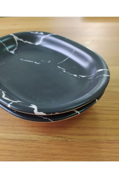 Siyah 25 cm Servis Sunum Kayık Tabak 2 Adet - 2