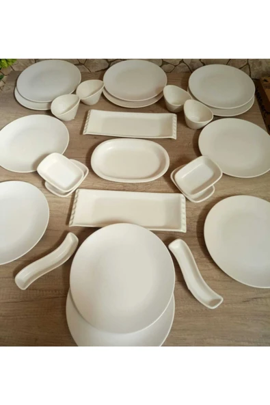 Kahvaltı Takımı 25 Parça 12 Kişilik Mat Beyaz