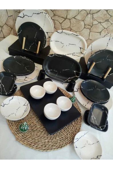 Kahvaltı Takımı 27 Parça 6 Kişilik Mermer Desen - 2