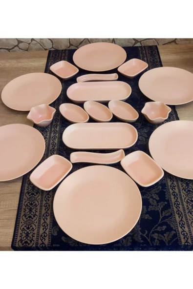 Kahvaltı Takımı 19 Parça 6 Kişilik Mat Pembe