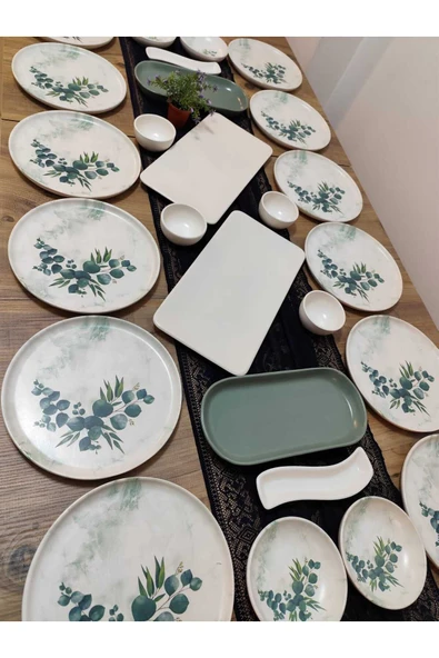 Okaliptus nordıç kahvaltı takımı 12 kişilik 26 parça mat yeşil - 3