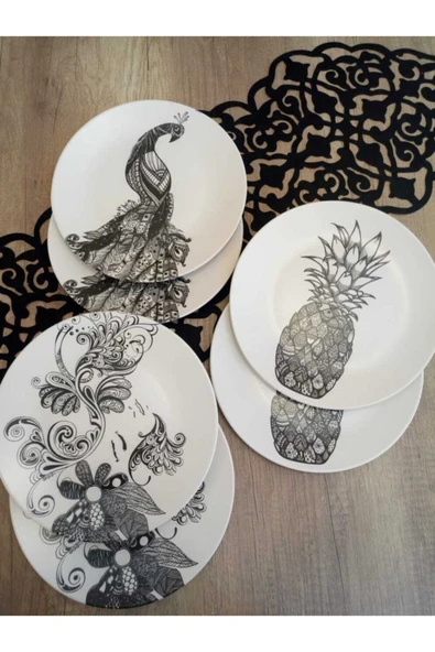 6 Lı Dekor Pasta ve Sunum Tabağı