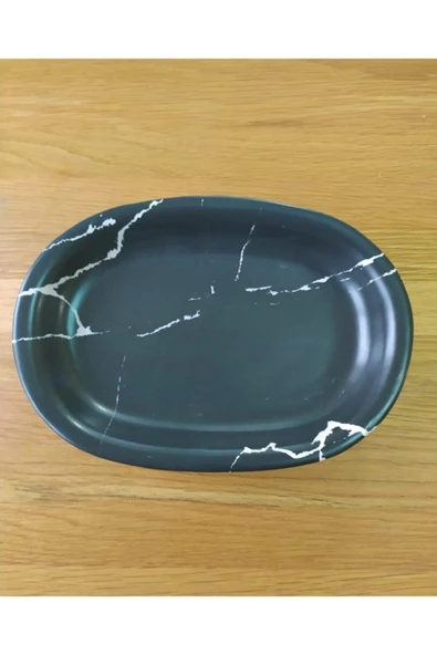 Siyah 25 cm Servis Sunum Kayık Tabak 2 Adet