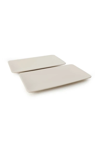 Mat Krem Siera Kayık Tabak 33 Cm 2 Adet - 3