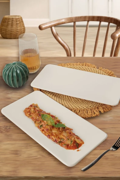 Mat Krem Siera Kayık Tabak 33 Cm 2 Adet