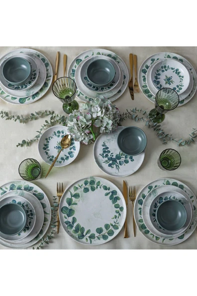 Okaliptus 24 Parça 6 Kişilik Yemek Takımı Yeşil - 2