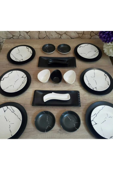 Kahvaltı Takımı 23 Parça 6 Kişilik Mat Mermer Desen