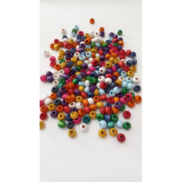 Renkli Yuvarlak Ahşap Boncuk 50 gr 10mm - 2