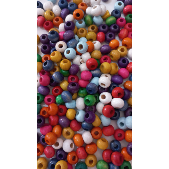 Renkli Yuvarlak Ahşap Boncuk 50 gr 10mm - 3