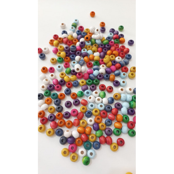 Renkli Yuvarlak Ahşap Boncuk 50 gr 10mm - 5