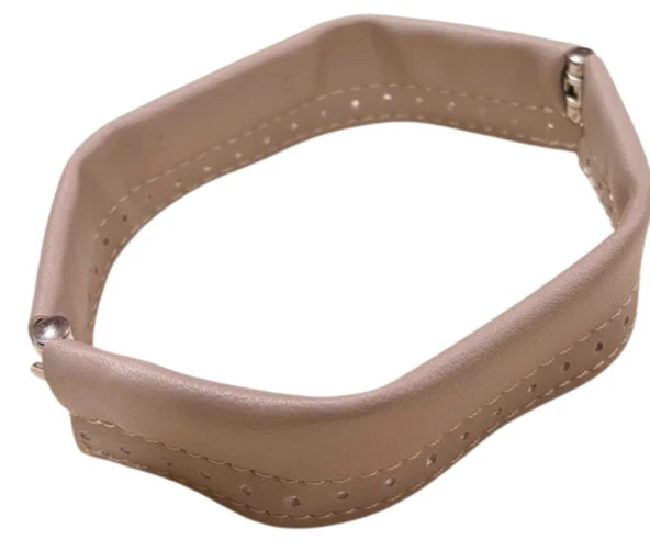 Angel Çanta Aksesuar Bej Renk Derili Metal Çanta Ağzı 18 Cm