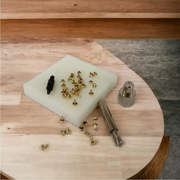 5 Parça Hazır Perçin Ezme Seti - 33,5 no İki Taraf Kafa Sarı