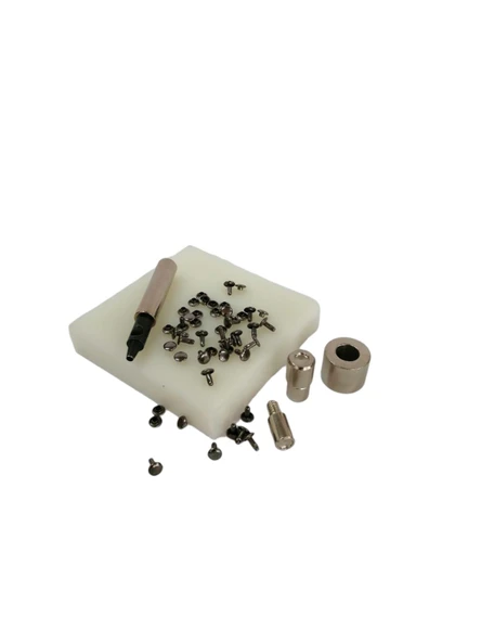 5 Parça Hazır Perçin Ezme Seti - 33,5 no İki Taraf Kafa Siyah Nikel - 2