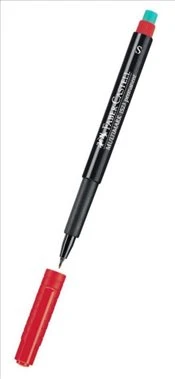 Faber Castell 1523 Permanent Kalem - Asetat Kalemi S Kırmızı - 3 adet