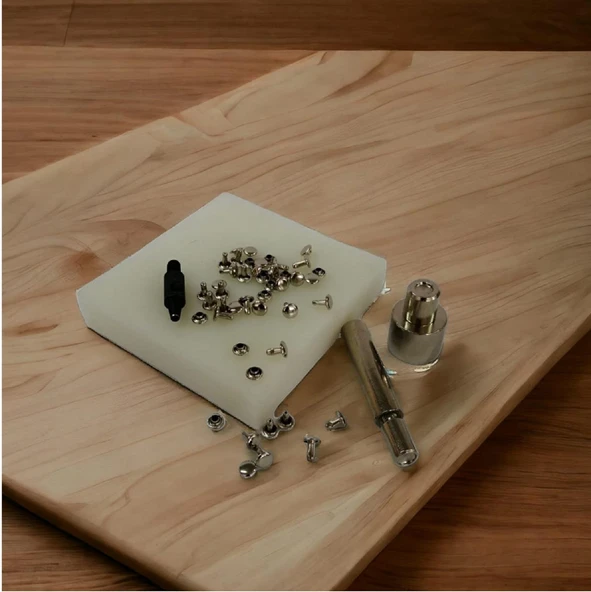 5 Parça Hazır Perçin Ezme Seti - 33,5 no  İki Taraf Kafa Nikel