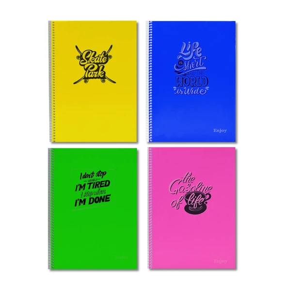 Sim Enjoy A4 120 Yaprak Plastik Kapak Spiralli Defter 4 Kareli + 4 Çizgili - 2
