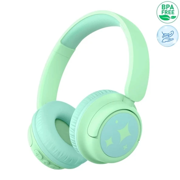 iClever Güvenli Ses Sınırlı 60 Saat Oynatma Süreli Bluetooth Çocuk Kulaklığı Yeşil