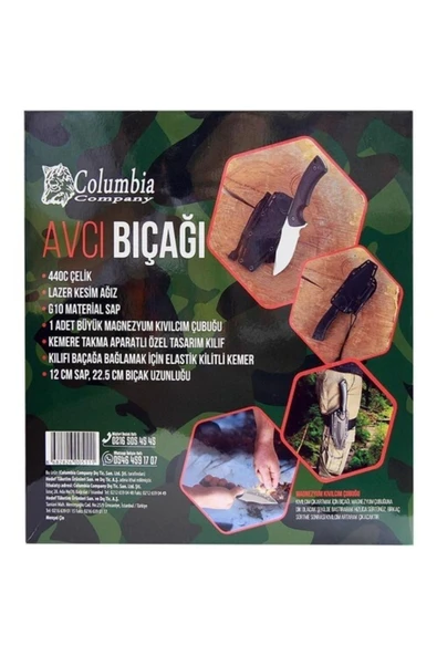 Columbia Avcı Bıçağı Sert Kılıflı Ve Magnezyum Cubuğu Kemer Aparatlı - 3