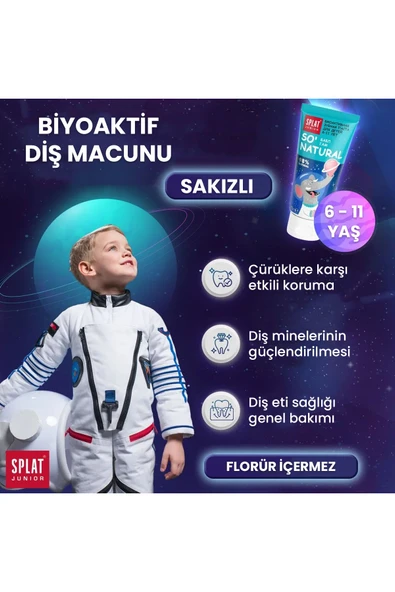 Splat Junior Diş Macunu So' Natural 6-11 Bubble Gum %98 Natural 73 g - 2