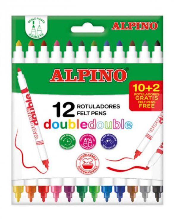 Alpino Double Keçeli Kalem Çift Taraflı 12 Renk
