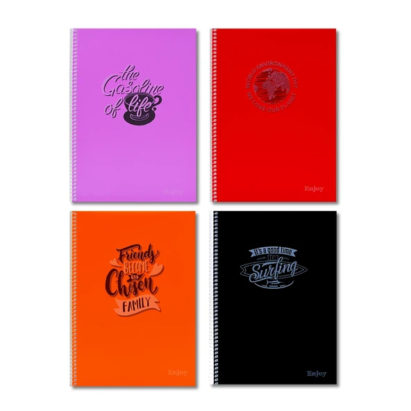Sim Enjoy A4 120 Yaprak Plastik Kapak Spiralli Defter 2 Kareli + 2 Çizgili - 2