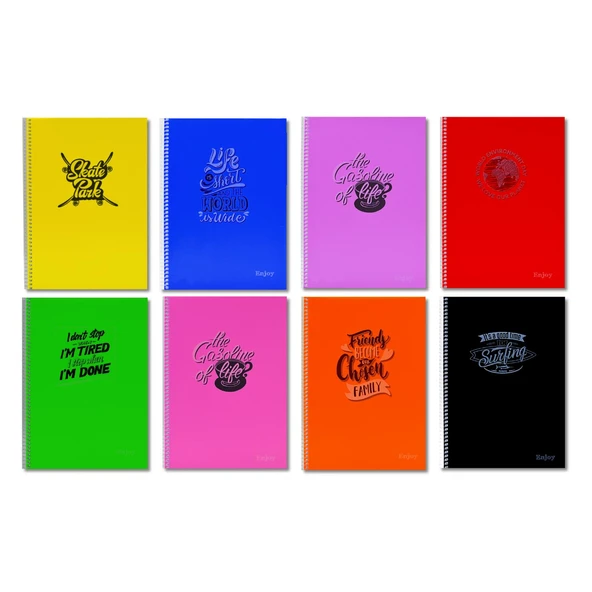 Sim Enjoy A4 120 Yaprak Plastik Kapak Spiralli Defter 2 Kareli + 2 Çizgili - 3