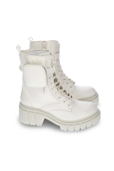 Kadın Cepli Postal Bot Fermuarlı Tırtık Taban Bağcıklı Günlük Bot - Resim 2