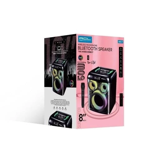 ACS-7 50W Bluetooth Hoparlör | 8” İnç Speaker, Mikrofon, RGB Yüksek Sesli Parti ve Karaoke - 2
