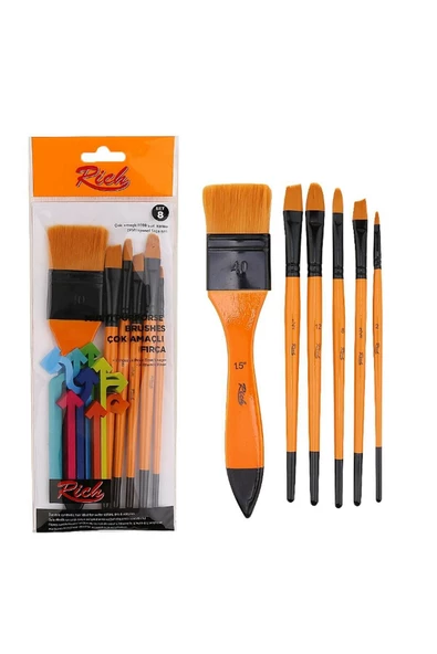 Rich Profesyonel 6'lı Karma Fırça Set 8 (Rich)