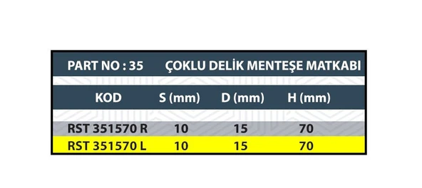 RESİSTE 15X70 SOL ÇOKLU DELİK MENTEŞE MATKABI - 3