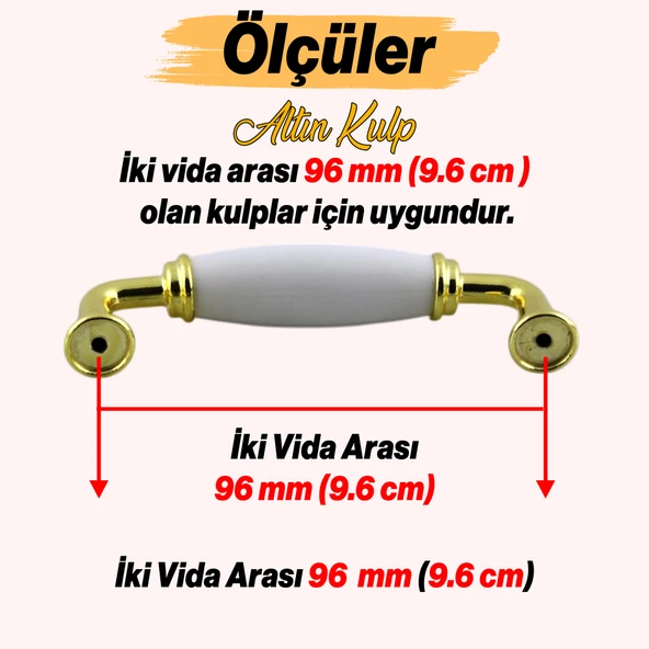 Kapıdağı Porselen Metal Kulp 96 mm Mobilya Çekmece Mutfak Dolabı Dolap Kapak Kulpları Kulb Kulpu - Resim 2