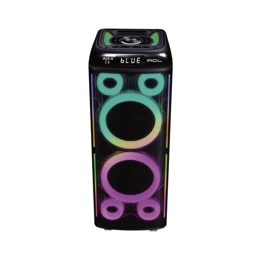ACS-6 80W Bluetooth Hoparlör | 2x8” İnç Speaker, Mikrofonlu ve RGB Yüksek Ses Parti ve Karaoke