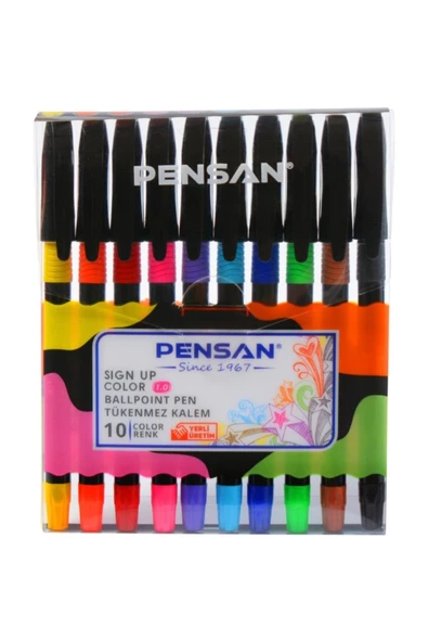 Pensan Sign Pen Color 1.0mm Tükenmez Kalem 10'lu Set