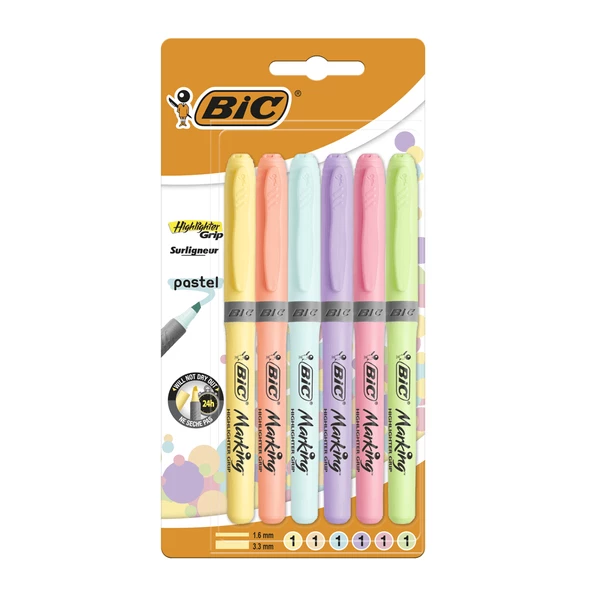 Bic Pastel 6'lı Fosforlu Kalem - Pastel Renkler