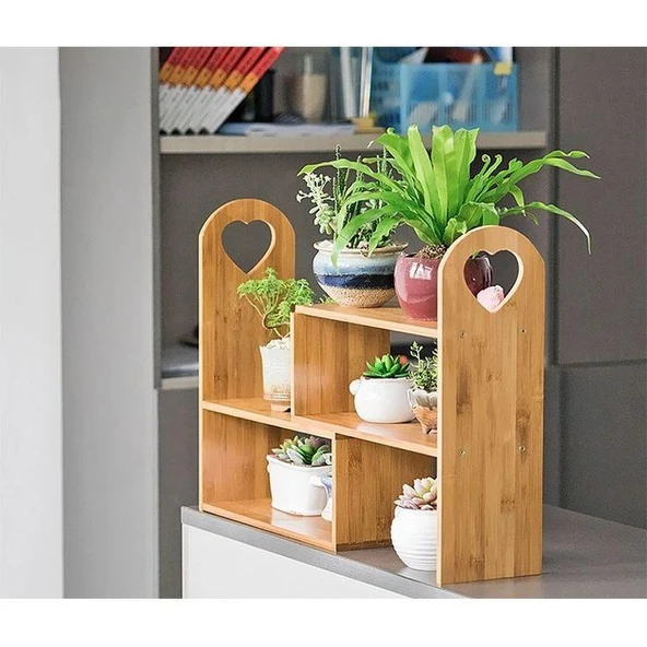 Ahşap Masa Tezgah Üstü Düzenleyici Organizer Banyo Mutfak Rafı Kitaplık Baharatlık Çiçeklik - 3