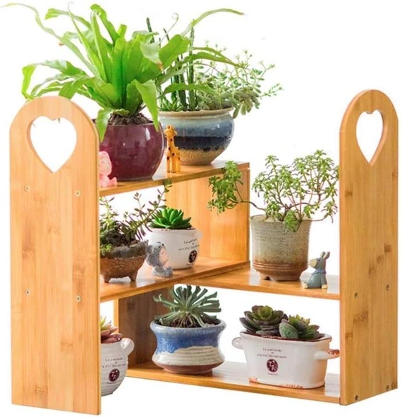 Ahşap Masa Tezgah Üstü Düzenleyici Organizer Banyo Mutfak Rafı Kitaplık Baharatlık Çiçeklik - 5