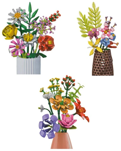 Ctoys Surprise Flower Building Block 3lü Set - Resim 3