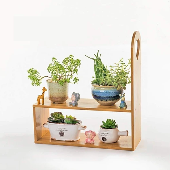 Ahşap Masa Tezgah Üstü Düzenleyici Organizer Banyo Mutfak Rafı Kitaplık Baharatlık Çiçeklik - 7