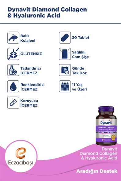 Diamond Collagen & Hyaluronic Acid 30 Tablet x 2 Adet - Resim 3