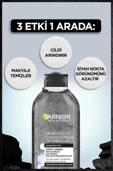 Garnier Micellar Kömür Kusursuz Makyaj Temizleyici Jel 400 ml - Resim 2