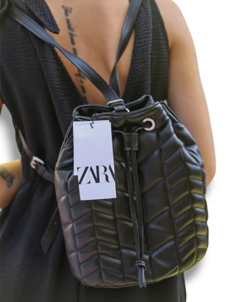 ORİJİNAL ZARA BEDARF MODEL BUKET SİYAH GÜNLÜK ÇANTA - 2