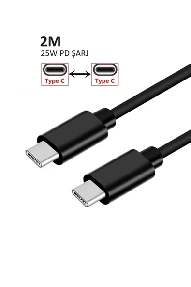 giyitec Samsung Galaxy Uyumlu 2 Metre 25W PD Usb-C to Type-c Hızlı Şarj Kablosu 3.A Qualcomm - Resim 2